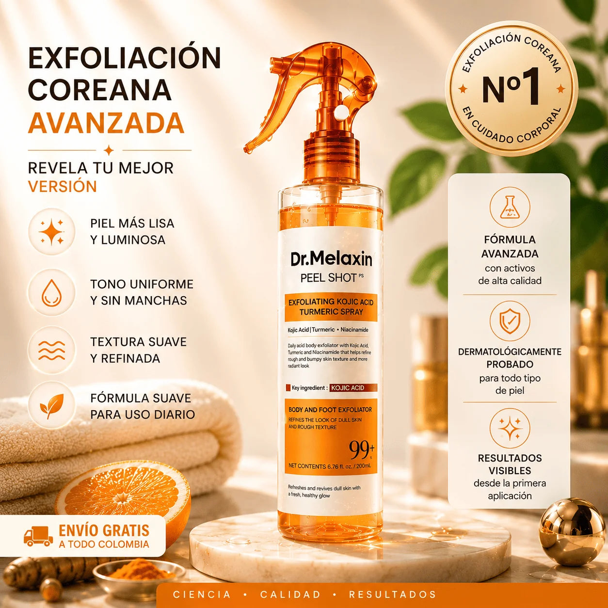 Dr. Melaxin Peel Shot™ Exfoliante Corporal Kojic + Turmeric 🔥